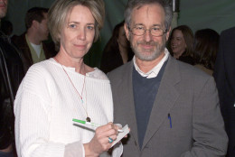 Screenwriter Melissa Mathison and Steven Spielberg at the 20th anniversary premiere of "E.T. The Extra-Terrestrial" at the Shrine Auditorium in Los Angeles, Ca. Saturday, March 16, 2002. Photo by Kevin Winter/Getty Images