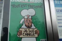 The Newseum displays the controversial Charlie Hebdo cover. 