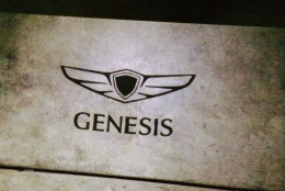 Here's a pretty cool feature: The word “Genesis” and the car's emblem shines on the ground when you open the door. (WTOP/Mike Parris)
