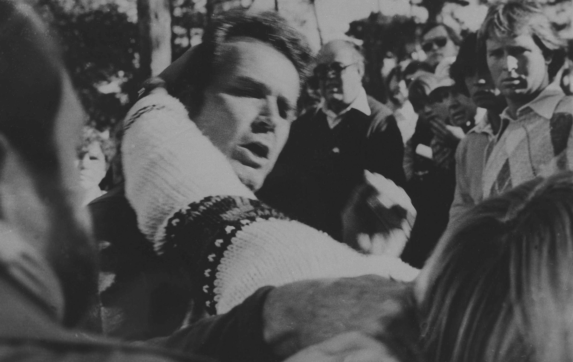The event has had its share of drama, like this tussle between James Garner and a fan in 1981. (AP Photo/C. Peterson)