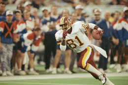 Redskins wide receiver Art Monk breaks free during Washington's last Super Bowl win, 37-24 over Buffalo in Minneapolis in 1992. (AP Photo/David Longstreath)