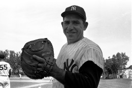 Legendary Yankees catcher Yogi Berra poses in this 1961 photo. (AP Photo)