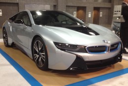 The BMW I8 is an all wheel drive hybrid sports car that comes in 140 grand. (WTOP/John Aaron)