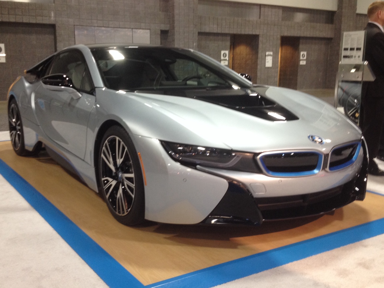 The BMW I8 is an all wheel drive hybrid sports car that comes in 140 grand. (WTOP/John Aaron)