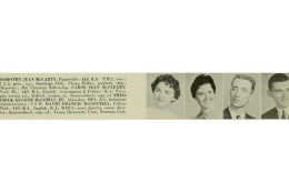 This 1959 'Terrapin' entry lists Dave McConnell's school activities including that he was a copy editor for the Diamondback. His senior picture is to the far right. He is also listed as the news director for WMUC and was a member of the Young Democrats' Club and the Newman Club. (Courtesy University of Maryland)