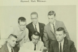 This image from the 1959 Terrapin shows the staff of WMUC radio. Dave McConnell is seated, on right. (Courtesy University of Maryland)