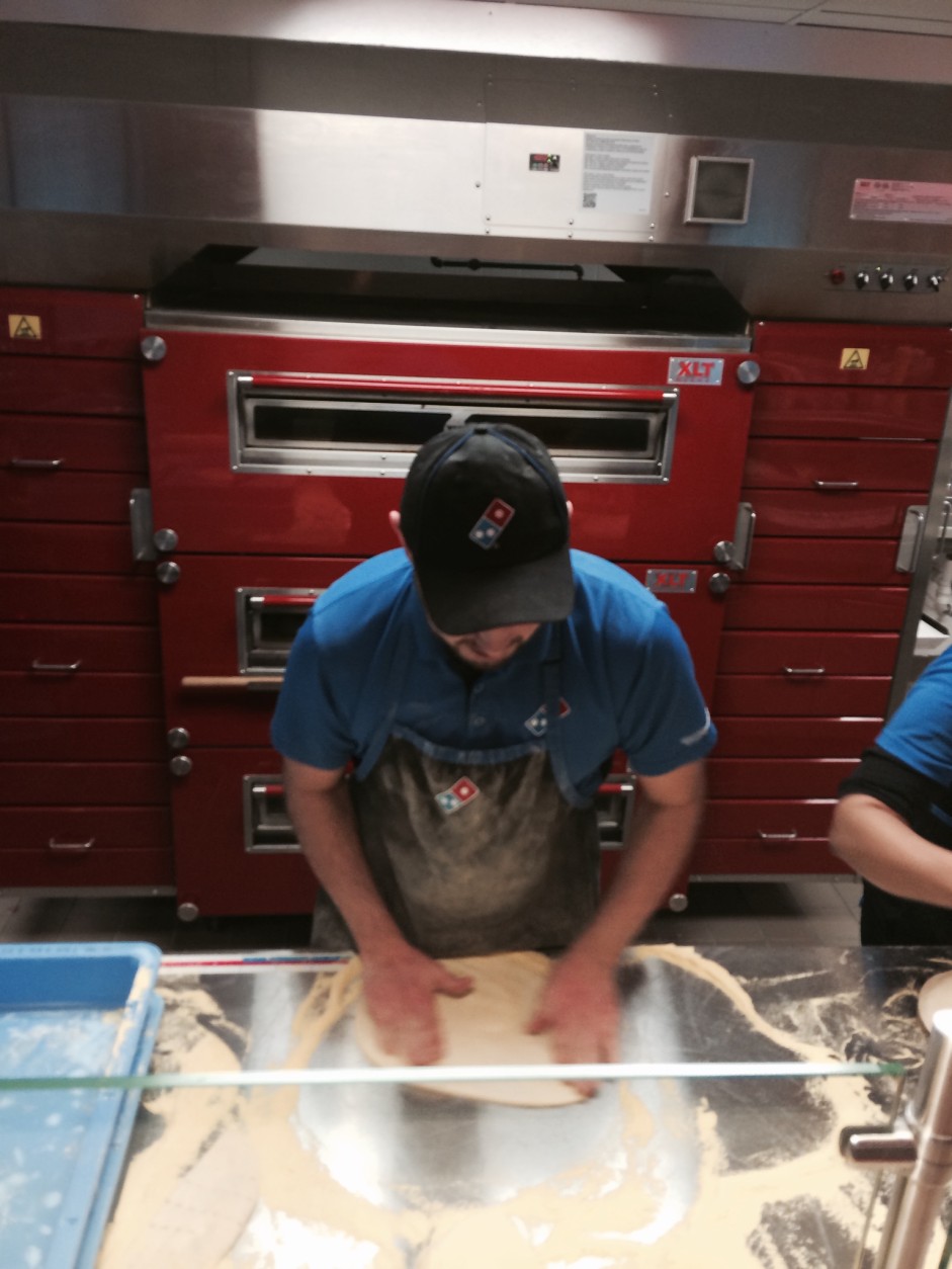 Domino's employees were busy preparing for Sunday's big game. (WTOP/Dick Uliano)