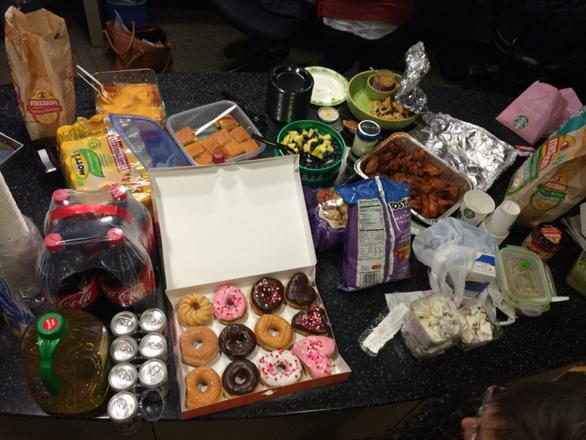 WTOP employees devoured chili, donuts, chips and wings during a Super Bowl party Friday, Jan. 30. (WTOP/Sarah Beth Hensley)