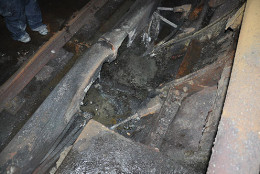 This photo provided by the National Transportation Safety Board shows damage from the arcing incident in the tunnel near L'Enfant Plaza Station Monday. (Courtesy NTSB)