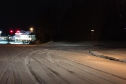 Roads around Fairfax are coated in the early hours of Tuesday, Jan. 27. (WTOP/Mary de Pompa)