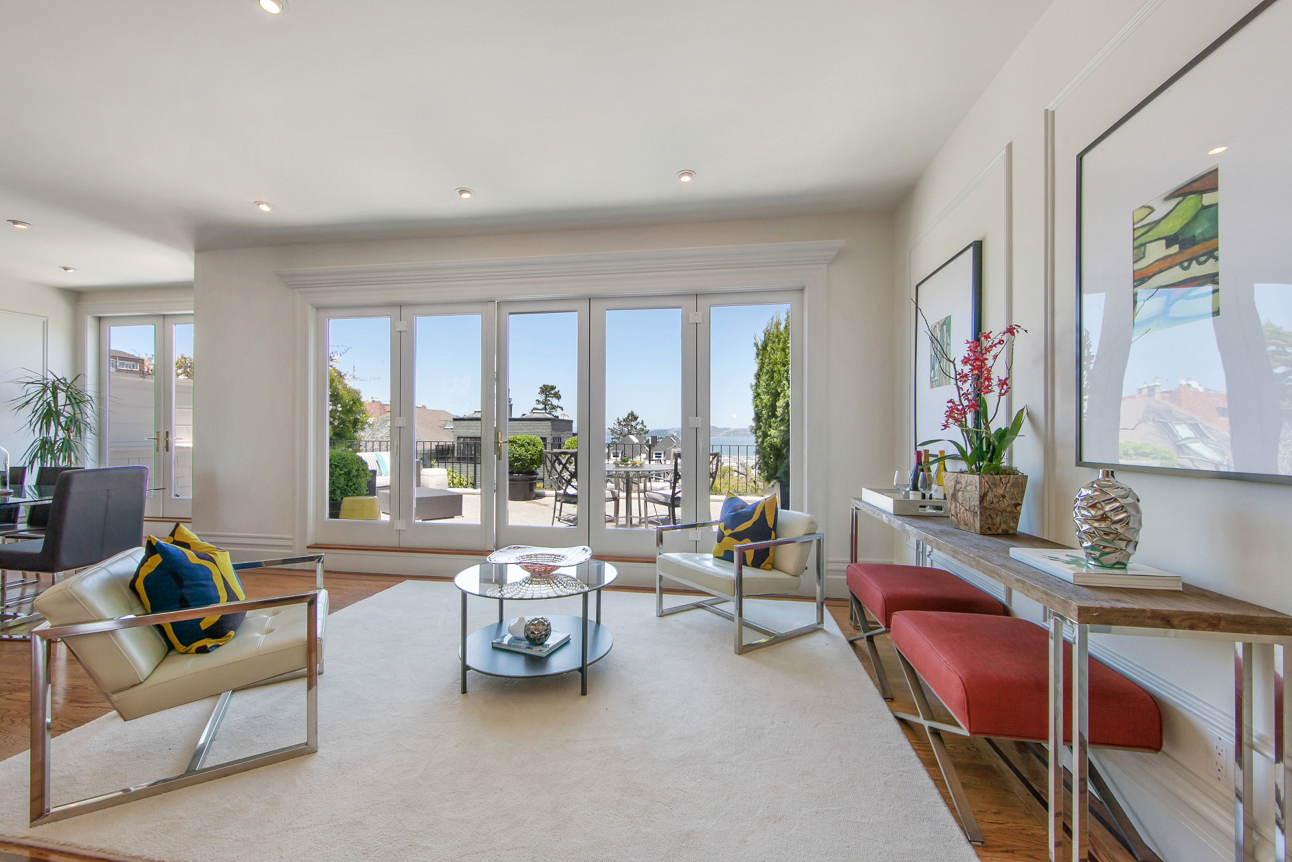 There are wide views of the bay from all the main rooms and especially from what is called the “pent room.” (Jason Wakefield/TopTenRealEstate)