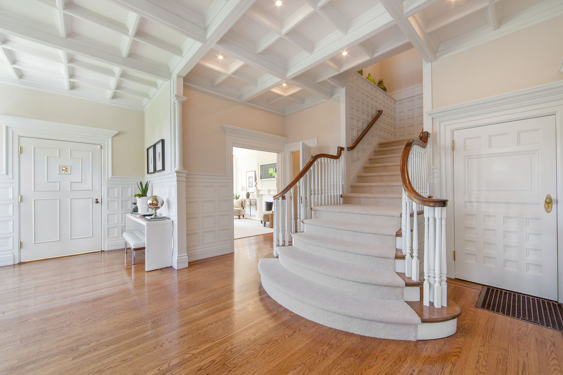 One of the focal points in the house is the curved stairs. (Jason Wakefield/TopTenRealEstate)