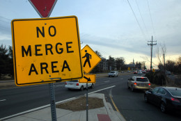 New Hampshire Ave. traffic merge sign
