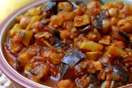 **  FOR USE WITH AP WEEKLY FEATURES ONLY** Lebanese Vegetable Stew With Chickpeas is a perfect cool-weather dish, with plenty of substance and flavor in its use of vegetables including eggplant and squash. The recipe is from ``Feast From the Mideast'' by Faye Levy. (AP Photo/Larry Crowe)