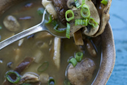 In this September 2011 photo, a bowl of miso soup with mushrooms is shown. (AP Photo/Matthew Mead)