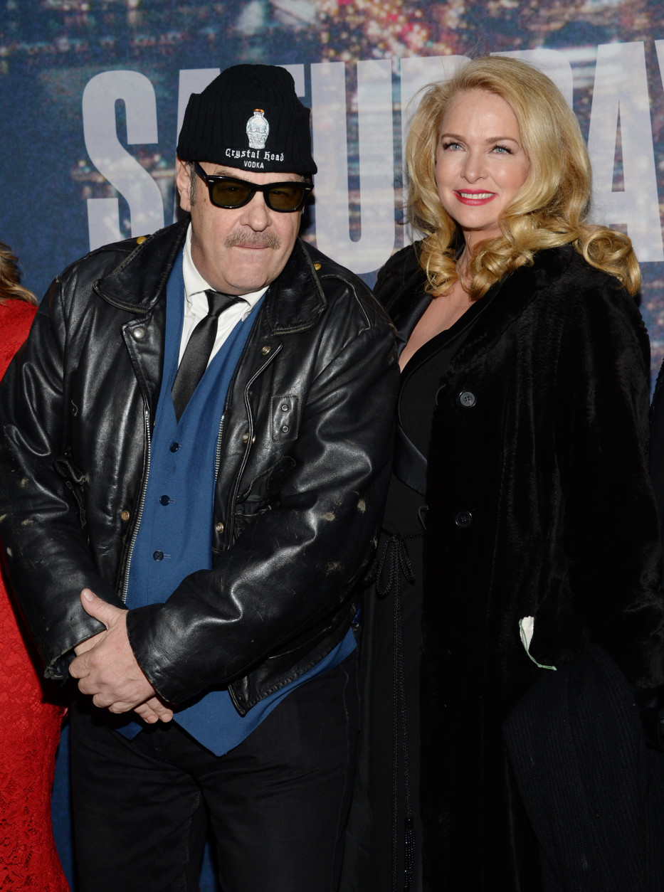 Dan Aykroyd, left, and Donna Dixon arrive at the Saturday Night Live 40th Anniversary Special at Rockefeller Plaza on Sunday, Feb. 15, 2015, in New York. (Photo by Evan Agostini/Invision/AP)