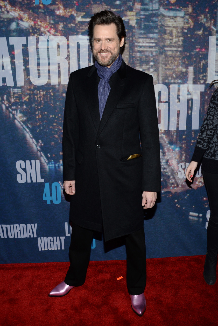 Jim Carrey arrives at the Saturday Night Live 40th Anniversary Special at Rockefeller Plaza on Sunday, Feb. 15, 2015, in New York. (Photo by Evan Agostini/Invision/AP)