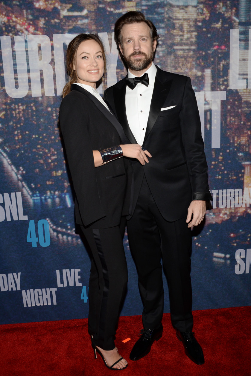 Olivia Wilde, left, and Jason Sudeikis arrive at the Saturday Night Live 40th Anniversary Special at Rockefeller Plaza on Sunday, Feb. 15, 2015, in New York. (Photo by Evan Agostini/Invision/AP)