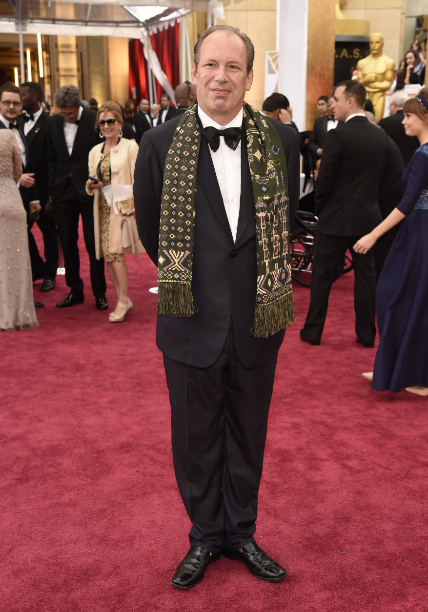 Hans Zimmer arrives at the Oscars on Sunday, Feb. 22, 2015, at the Dolby Theatre in Los Angeles. (Photo by Chris Pizzello/Invision/AP)