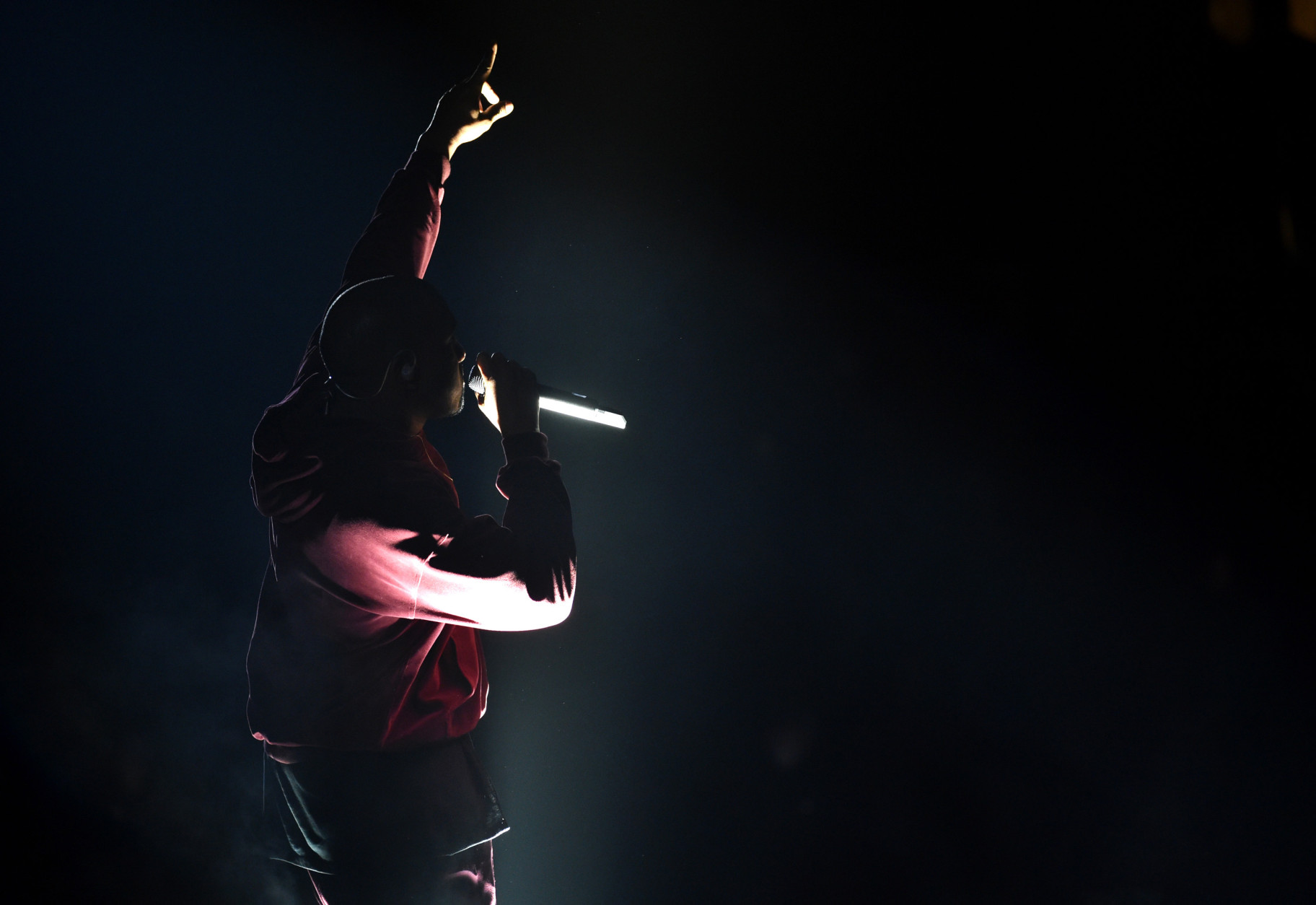 Kanye West performs at the 57th annual Grammy Awards on Sunday, Feb. 8, 2015, in Los Angeles. (Photo by John Shearer/Invision/AP)