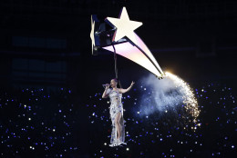 Katy Perry performs during halftime of the NFL Super Bowl XLIX football game  between the Seattle Seahawks and the New England Patriots Sunday, Feb. 1, 2015, in Glendale, Ariz. (AP Photo/Matt Slocum)