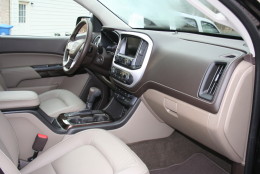 The interior is a large step forward for midsize trucks. The materials are nice and soft to the touch. The heated leather seats on my SLT trim level are slightly more firm than those on a full-size truck, but still comfortable. (WTOP/Mike Parris)