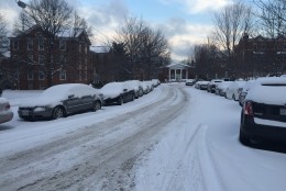 Snow-covered cars are parked along the streets in Northwest D.C. (WTOP/Neal Augenstein)