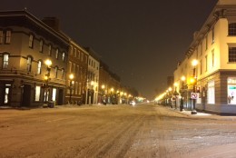 Georgetown in the snow -- a rare time when there's no traffic.  (WTOP/Mitchell Miller)