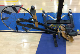 One of the original, wooden ergs that was used when the event first began 30 years ago. (WTOP/Noah Frank)