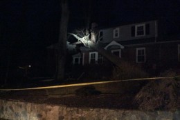 Strong winds brought a tree crashing into a house in Silver Spring Monday night. (Pete Piringer/Montgomery County Fire and Rescue)