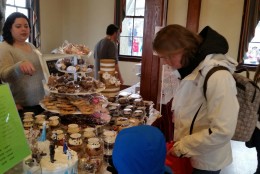 Two floors of Fairfax's Old Town Hall were filled with chocolate vendors. (WTOP/Kathy Stewart)