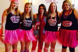 Michelle Gill and her four gal pals ran in matching pink tutus and black T-shirts emblazoned "Team Grace." (WTOP/Dick Uliano)
