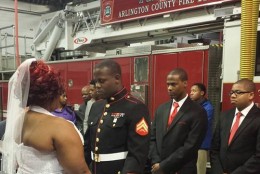 The ceremony lasted 10 minutes. The couple danced in the fire house, and fire officers lit up the warning lights for a festive vibe.