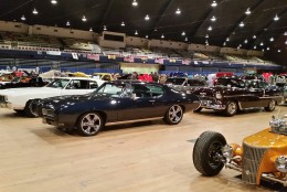 Inside the Military Benefit Car Show. (WTOP/Kathy Stewart)