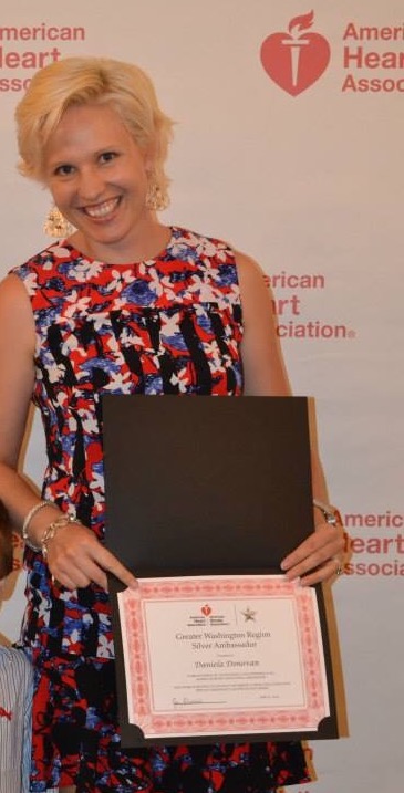 Daniela Donovan  receiving her second ambassador award from AHA. (Courtesy Daniela Donovan)