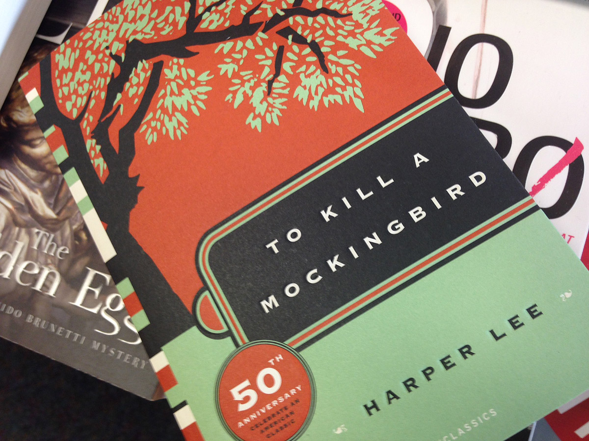 Politics and Prose bookstore sells copies of the classic novel "To Kill a Mockingbird." Local literature fans are excited to read the sequel to the famous book. (WTOP/Megan Cloherty)
