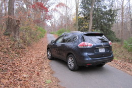 The 2015 Nissan Rogue's power rear lift gate is a welcome feature in the small crossover class. (WTOP/Mike Parris)