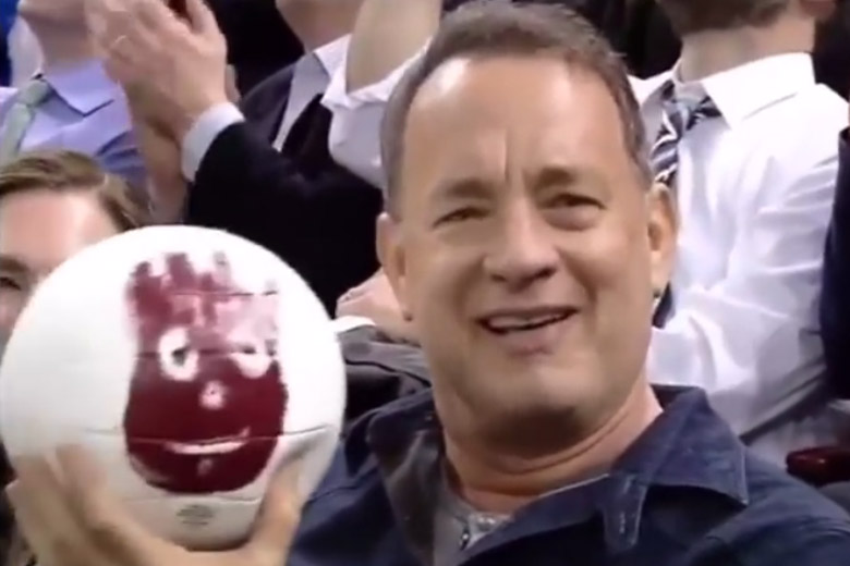 Tom Hanks reunites with Wilson at Rangers game