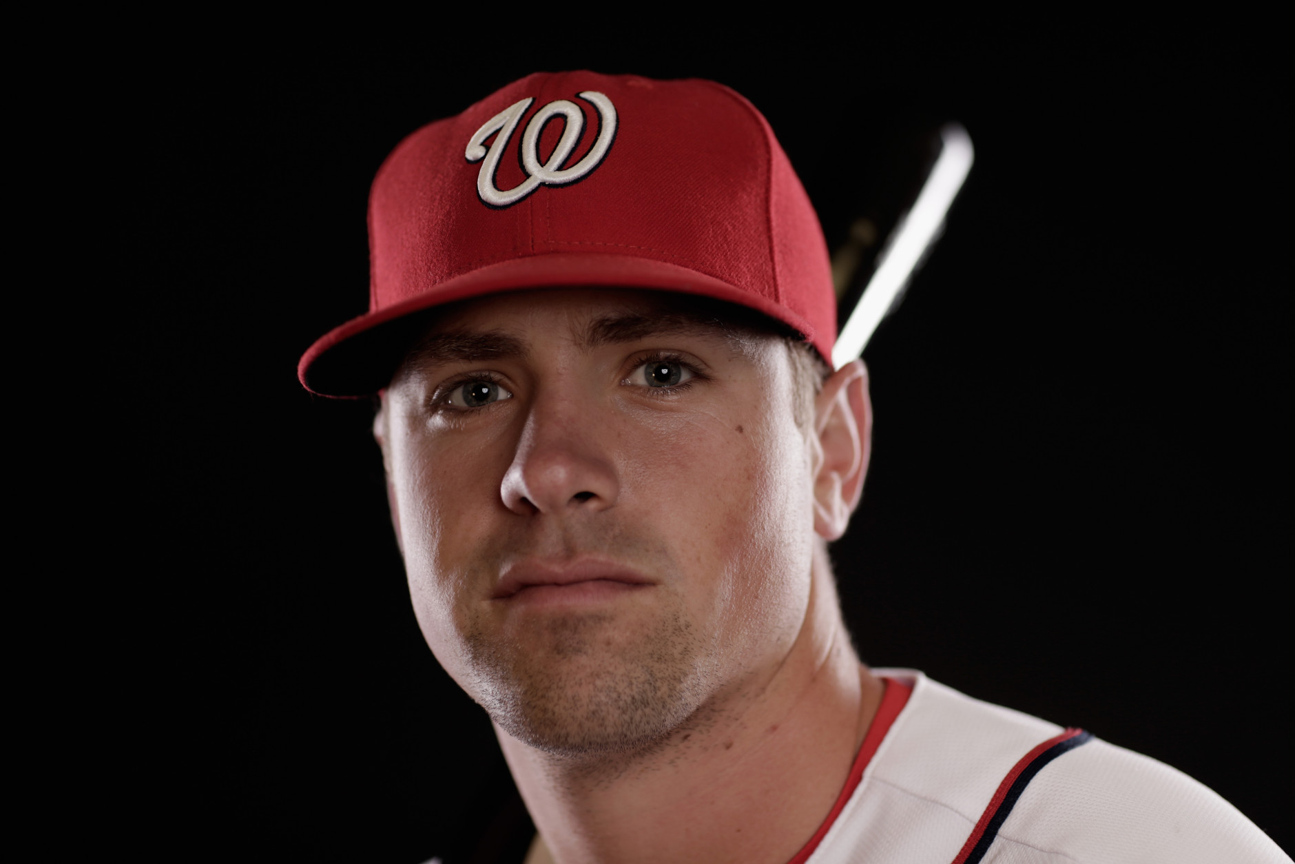 VIERA, FL - MARCH 01:  Tyler Moore #12 of the Washington Nationals poses for a portrait during photo day at Space Coast Stadium on March 1, 2015 in Viera, Florida.  (Photo by Chris Trotman/Getty Images)