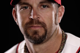 VIERA, FL - MARCH 01:  Heath Bell #21 of the Washington Nationals poses for a portrait during photo day at Space Coast Stadium on March 1, 2015 in Viera, Florida.  (Photo by Chris Trotman/Getty Images)