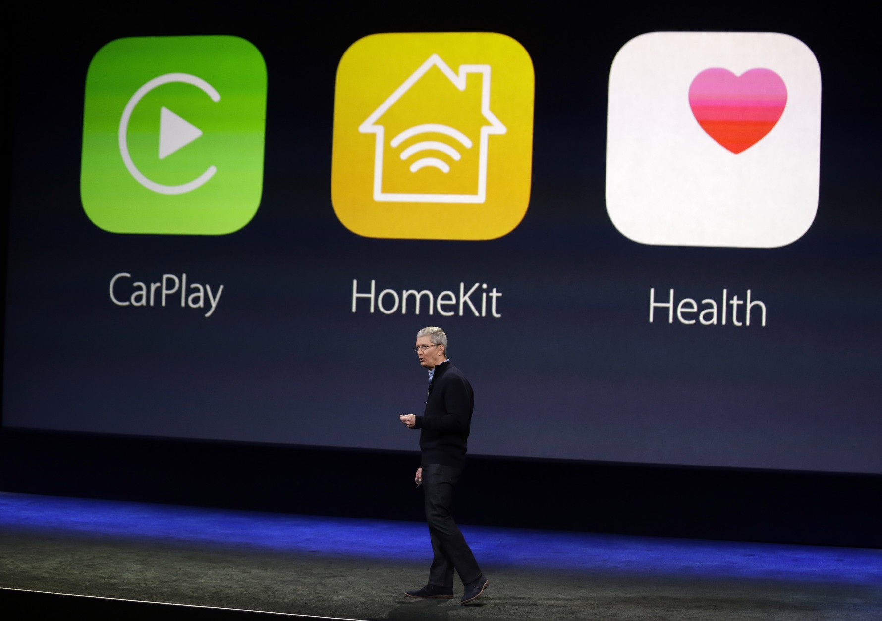 Apple CEO Tim Cook speaks during an Apple event on Monday, March 9, 2015, in San Francisco. (AP Photo/Eric Risberg)