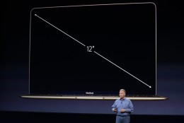 Phil Schiller, Apple's Senior Vice President of Worldwide Product Marketing, talks about the new Apple MacBook during an Apple event on Monday, March 9, 2015, in San Francisco. (AP Photo/Eric Risberg)