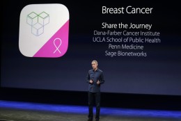 Apple Vice President of Operations, Jeff Williams, discusses ResearchKit during an Apple event on Monday, March 9, 2015, in San Francisco. (AP Photo/Eric Risberg)