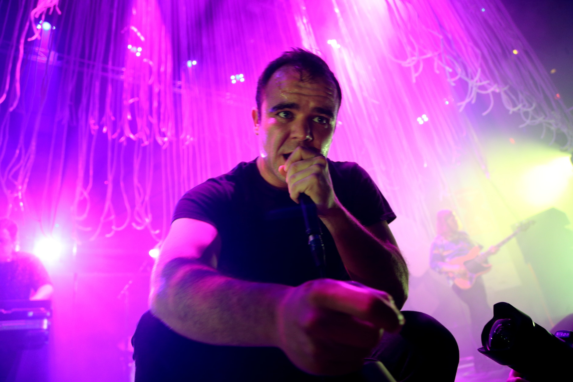 Samuel Herring and Future Islands perform at ACL Live at the Moody Theatre on Sunday, March 15, 2015, in Austin, Texas. (Photo by John Davisson/Invision/AP)