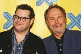 Josh Gad, left, and Billy Crystal walk the red carpet for "The Comedians" during the South by Southwest Film Festival on Sunday, March 15, 2015 in Austin, Texas. (Photo by Jack Plunkett/Invision/AP)