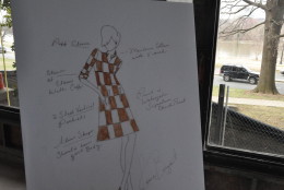 Bryant's uniform sketch for a front desk employee. Bryant won an Emmy Award for her costume designs on "Mad Men." (WTOP/Rachel Nania) 