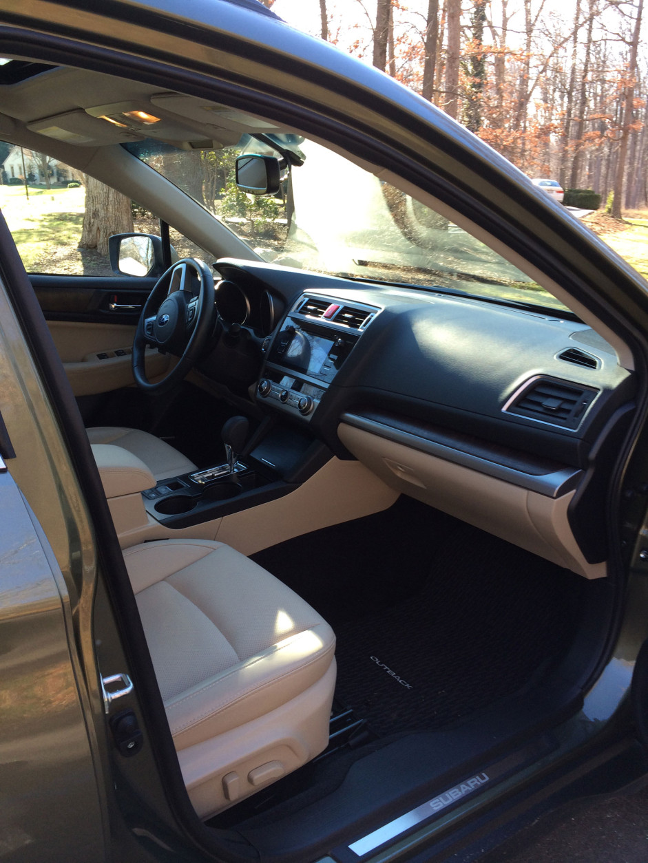 The heated perforated leather seats are a nice touch and more comfortable than previous Outbacks. (WTOP/Mike Parris)