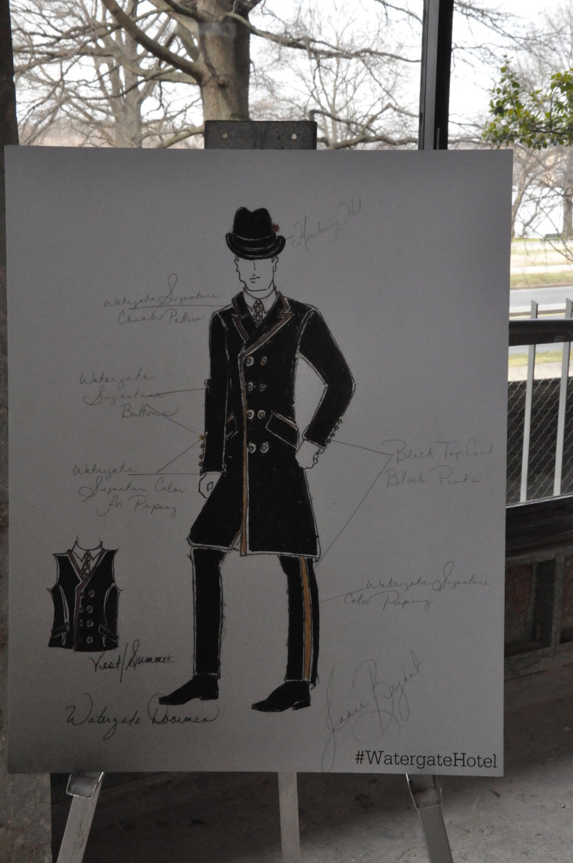 Bryant's uniform sketch for a Watergate Hotel doorman. Bryant won an Emmy Award for her costume designs on "Mad Men." (WTOP/Rachel Nania) 