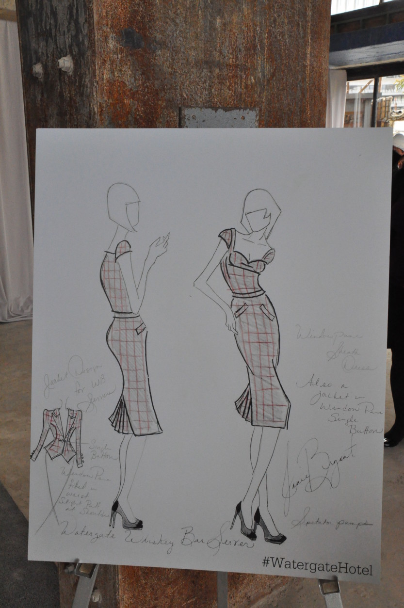Bryant's uniform sketch for a whiskey bar server at The Watergate Hotel. Bryant won an Emmy Award for her costume designs on "Mad Men." (WTOP/Rachel Nania) 