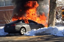 burning car in McLean